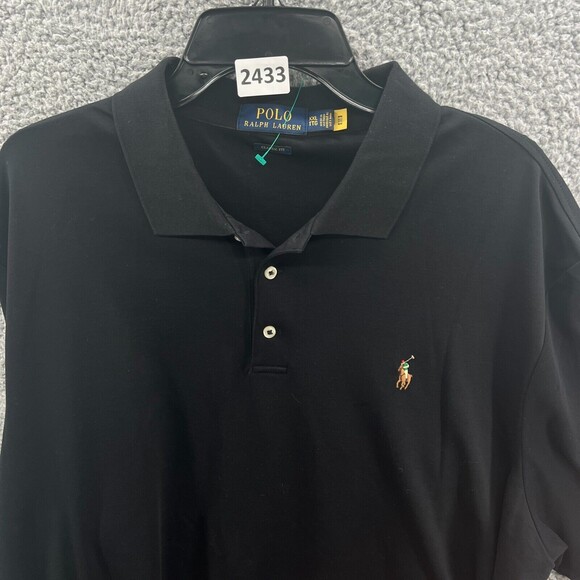 Polo Ralph Lauren Classic Fit Polo Black 100% Cotton -Soft - Men's 2XL XXL - Picture 9 of 9